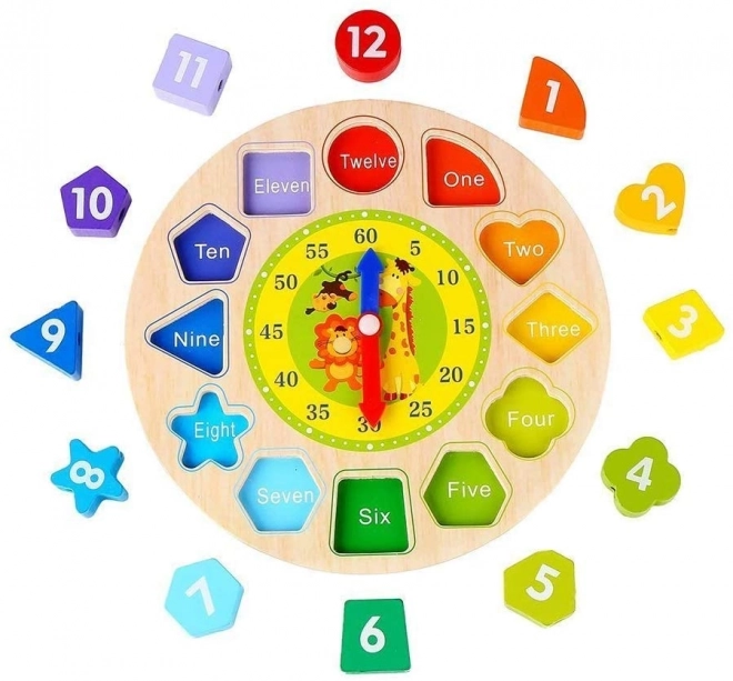 Orologio educativo in legno per imparare forme e colori