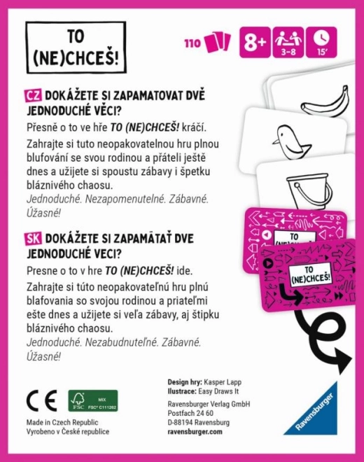 Gioco di Memoria e Bluff TO (NE)CHCEŠ!