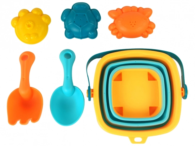 Set Giocattoli da Spiaggia Secchiello Pieghevole 5 Pezzi