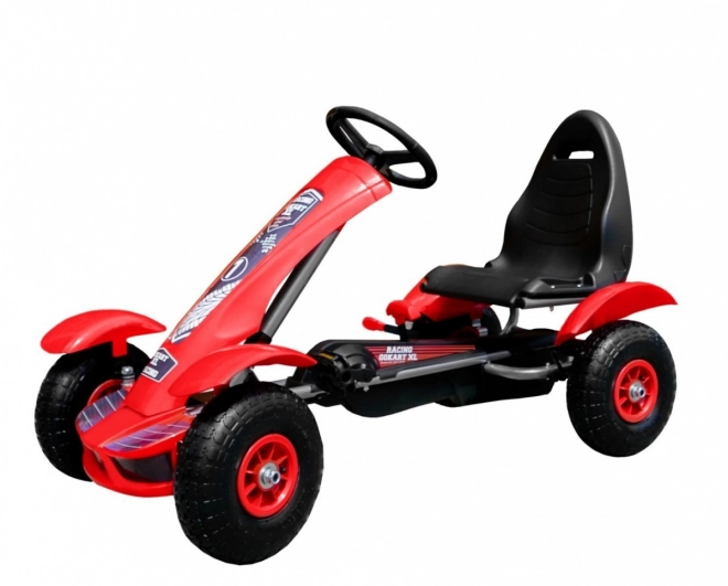 Kart da corsa a pedali XL per bambini 3+ Rosso + Ruote gonfiabili + Sedile regolabile + Ruota libera