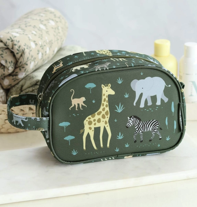 A Little Lovely Company - Borsa da Toilette con Animali della Savana