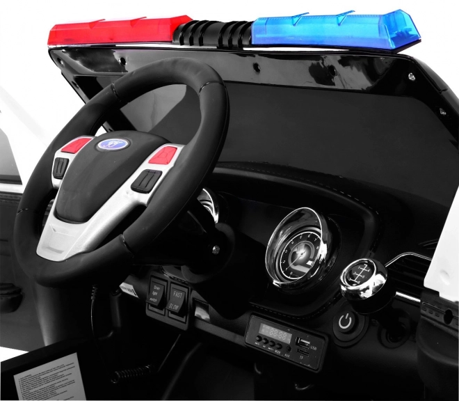 SUV per bambini con batteria della polizia + sirene + luci + megafono + telecomando + avvio lento + EVA + adesivi