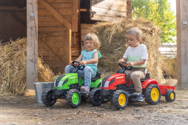 Trattore a pedali Country Farmer rosso con rimorchio