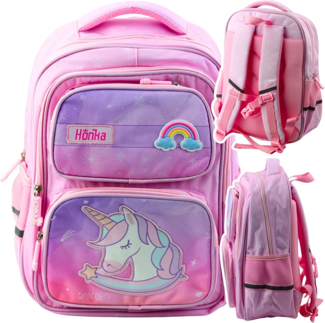 Zaino scolastico rosa 20L con unicorno e cintura toracica