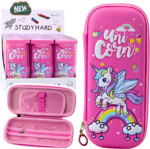 Astuccio scolastico rigido Unicorno rosa