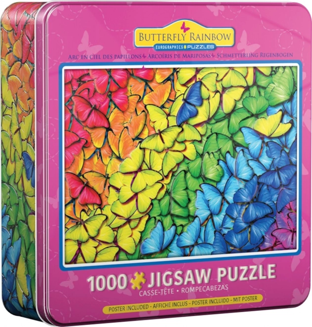 Puzzle Eurographics Arcobaleno di Farfalle 1000 Pezzi in Scatola di Latta