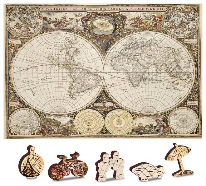 Puzzle in legno Mappa dell'Antico Mondo 2 in 1