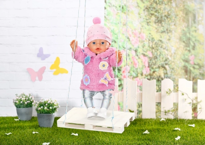 Completo rosa BABY born con pelliccia per bambola