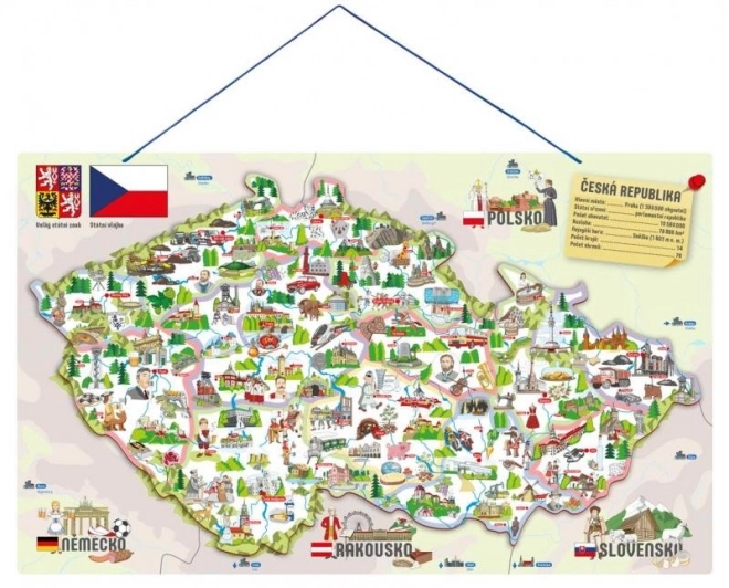 Mappa magnetica della Repubblica Ceca con immagini e gioco da tavolo - WOODY