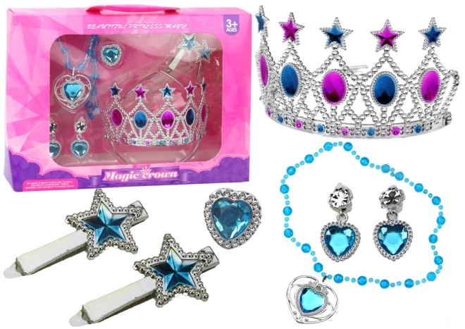 Set Piccola Principessa con Corona, Orecchini, Collana, Anello e Fermagli