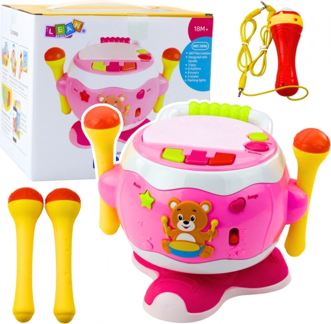 Tamburo musicale rosa interattivo per bambini