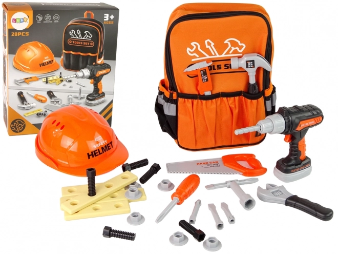 Set da Costruttore con Zaino e Casco Arancione