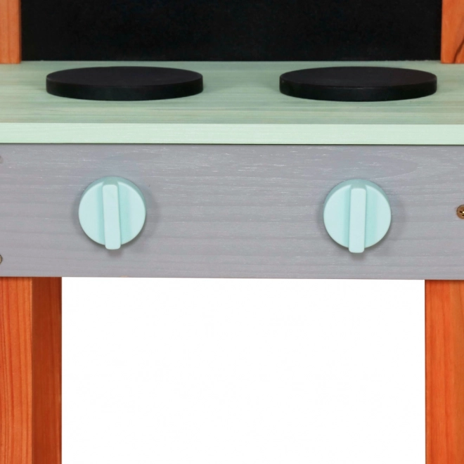 Cucina da giardino in legno su ruote con accessori e rubinetto Lulilo Sableto