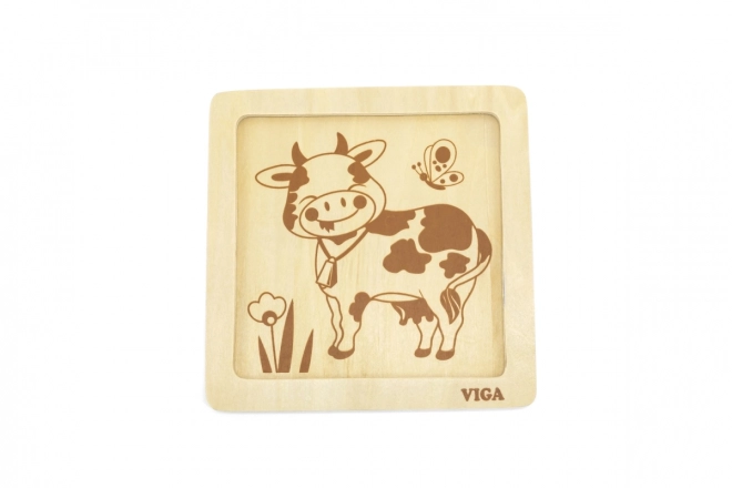 Puzzle in legno 4 pezzi - Mucca