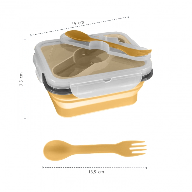 Portapranzo in silicone con posate piccolo sabbia beige