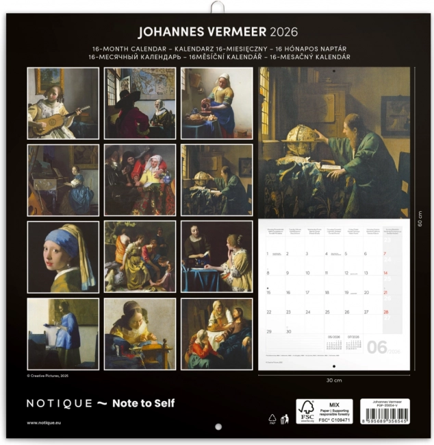 Calendario delle note di Johannes Vermeer 2026