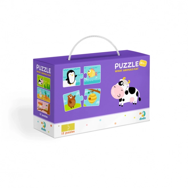 Puzzle Duo Cosa mangiano gli animali -12x2 pezzi