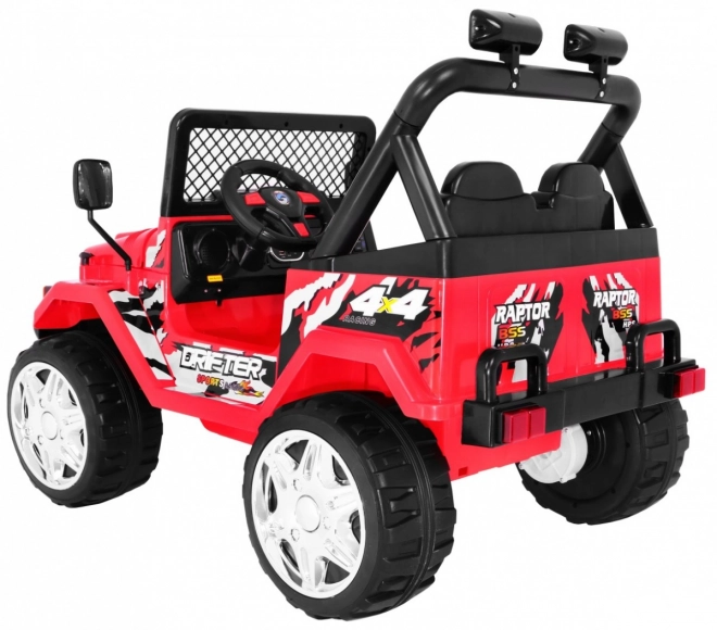 Fuoristrada a batteria Raptor Drifter per bambini Rosso + telecomando + avvio lento + EVA + suoni Luci