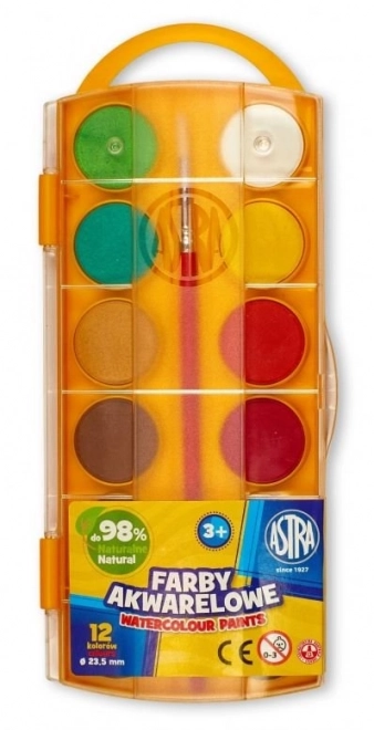 Acquerelli Astra, 12 colori, Ø 23,5 mm, con pennello