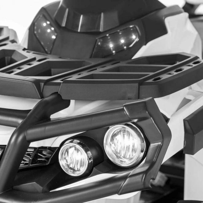 Quad elettrico per bambini bianco + ruote EVA + radio MP3 + LED + avvio lento
