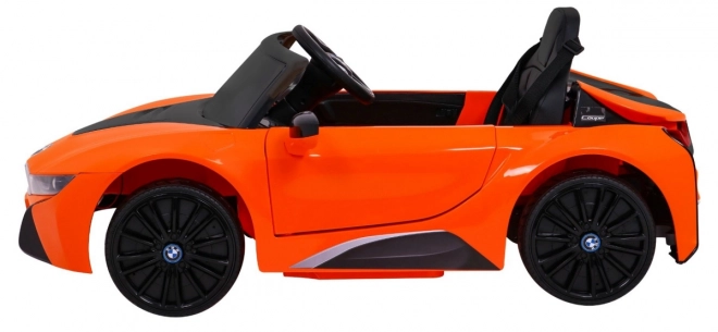 Auto a Batteria BMW I8 Lift Arancione + Telecomando + Partenza Lenta + Cinture a 3 Punti + MP3 USB + LED