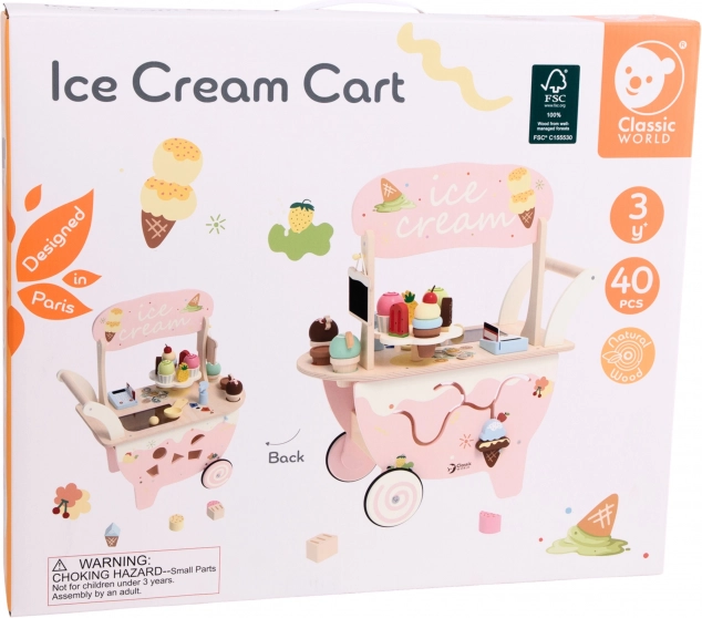 Classic World Gelateria in Legno 3in1 Carrello 40 pezzi