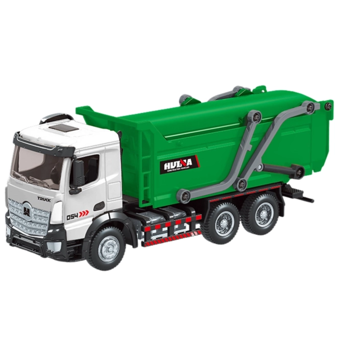 Camion della spazzatura in metallo Huina verde 1:50
