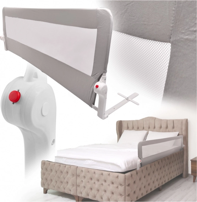 Barriera protettiva pieghevole per letto 200 cm grigia