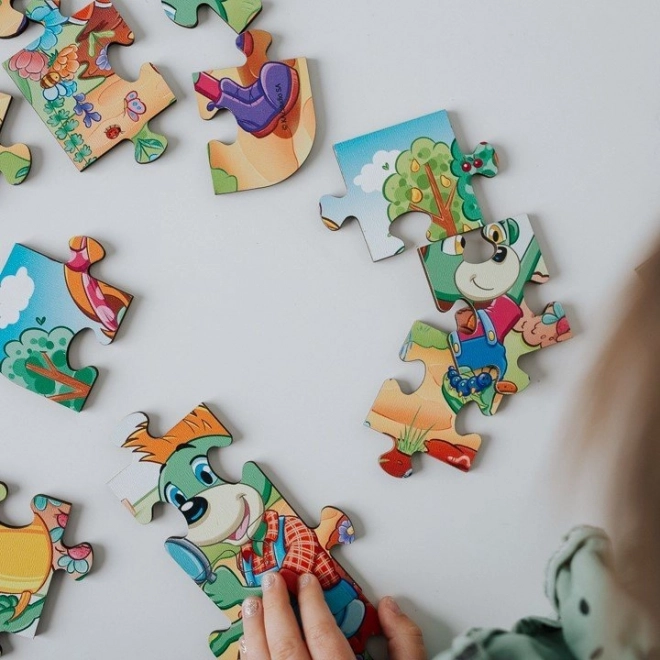 Puzzle in legno Trefl Składak: Incontra la famiglia Treflíków 24 pezzi