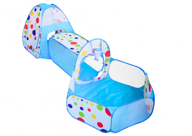 Parco Giochi Bambini 3 in 1 Tenda Igloo Tunnel Piscina Palline Blu