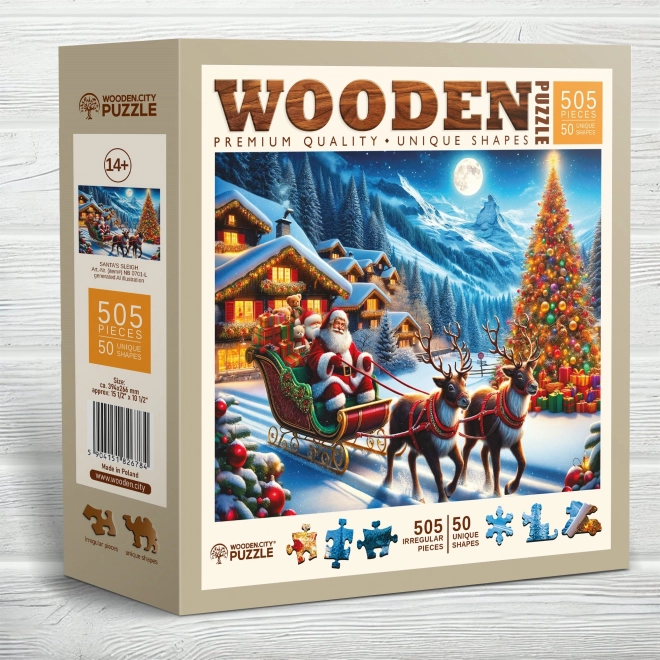 Puzzle in legno slitta di Babbo Natale