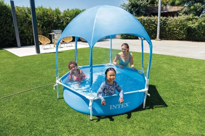 Piscina rotonda per bambini con telaio e protezione solare