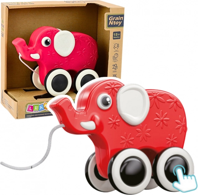 Elefante trainabile ecologico rosso con fischietto