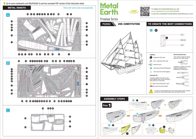 Puzzle 3D premium series modello USS nave METAL EARTH