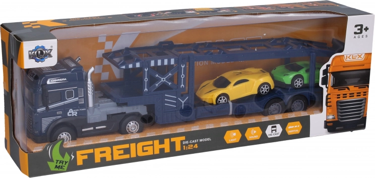 Autotreno in metallo con auto a retrocarica 42 cm con luce e suono