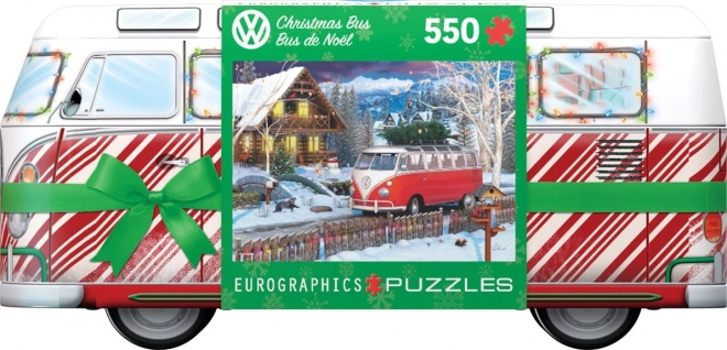 Puzzle Autobus di Natale Volkswagen 550 Pezzi in Scatola di Latta