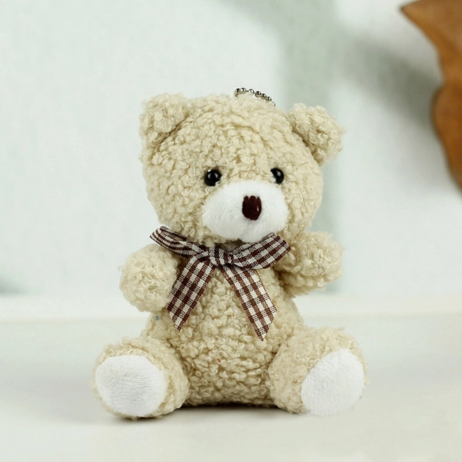 Portachiavi Orsetto di peluche beige 8 cm
