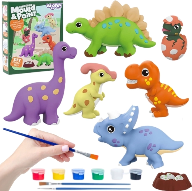 Woopie set creativo con colori DIY – calchi in gesso di dinosauri da colorare