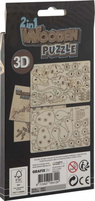 Puzzle 3D in legno Klokan e Leone