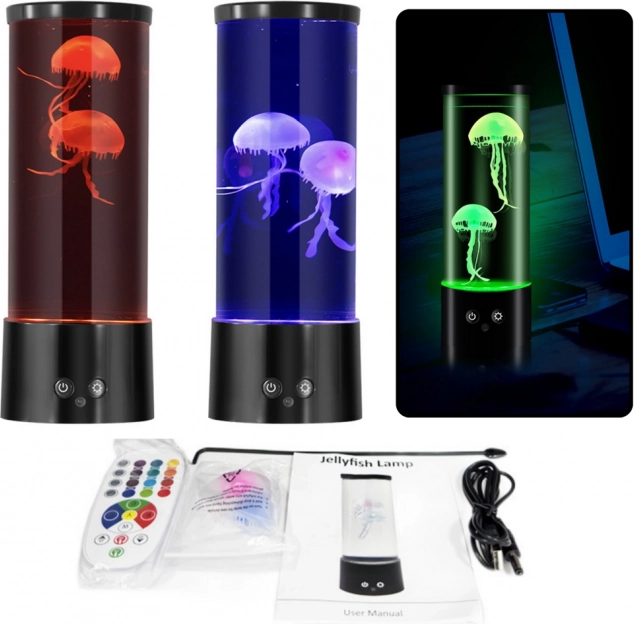 Lampada LED decorativa con meduse a pile e cavo USB