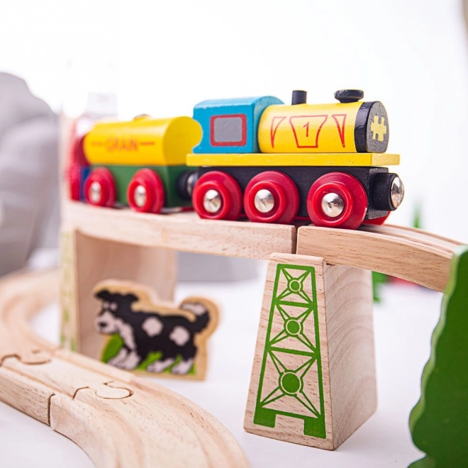 Bigjigs Rail Pista di treni in legno di montagna 112 pezzi