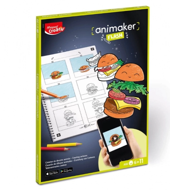 Set creativo di animazione fotogrammi Maped Animaker Flash Pop