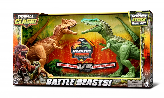 Set Dinosauri Primal Clash Carnotaurus vs Gigantosaurus