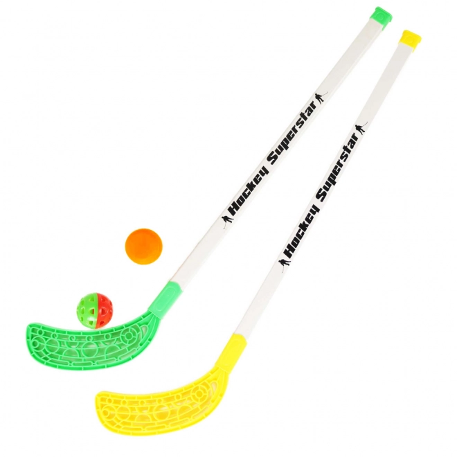 Set di Mazze da Hockey su Ghiaccio e Floorball con Puck e Pallina