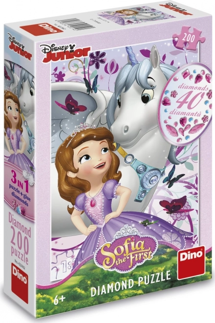 Puzzle con diamanti SOFIA LA PRINCIPESSA e unicorno 200 pezzi