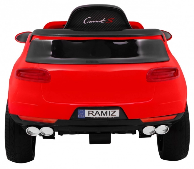 Auto a batteria Turbo-S per bambini Rosso + Telecomando + Avvio lento + Ruote EVA + Radio MP3