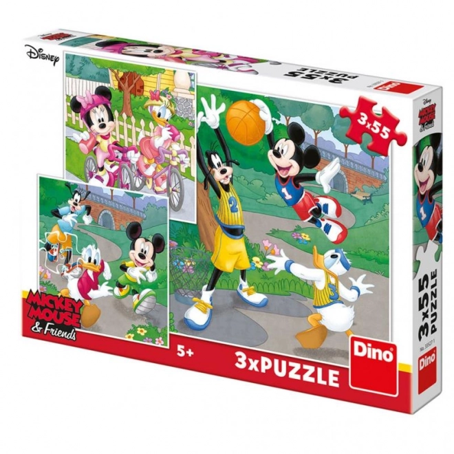 Puzzle DINO Mickey Mouse e amici 3x55 pezzi