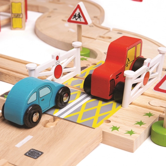 Bigjigs Rail Set ferroviario in legno con percorso rurale 80 pezzi