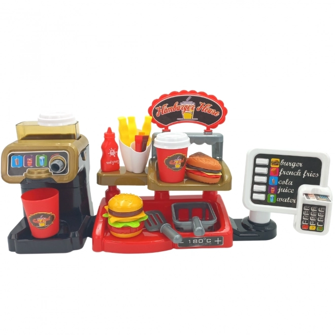 gioco fast food con cassa e distributore di bevande WOOPIE