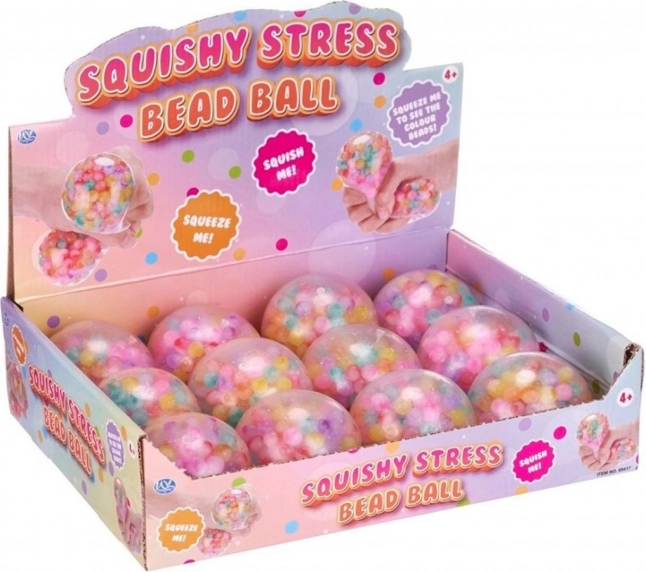 Pallina antistress in silicone con sfere colorate 7 cm